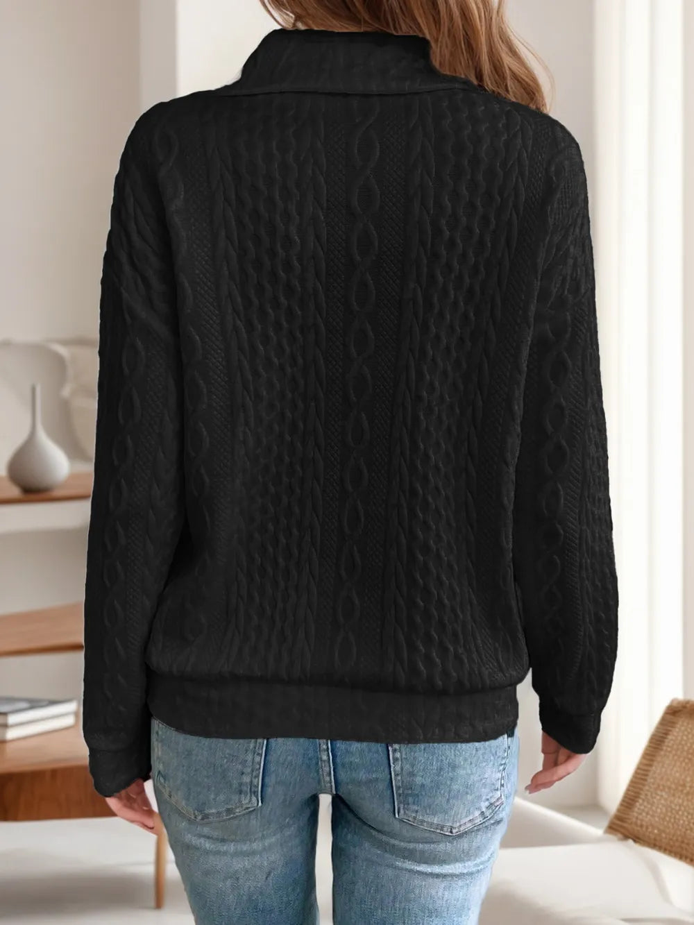 Långärmad sweatshirt med krage – bild 5