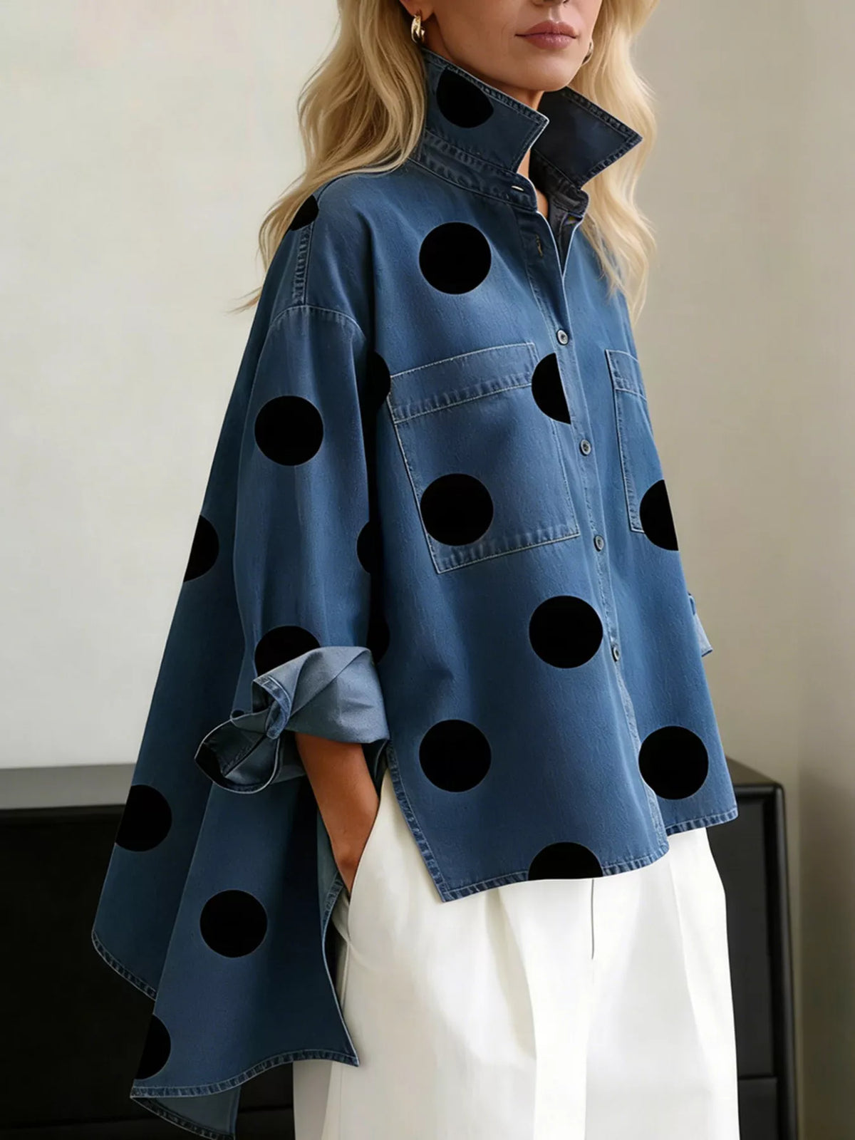 Prickig skjorta i denim – bild 2