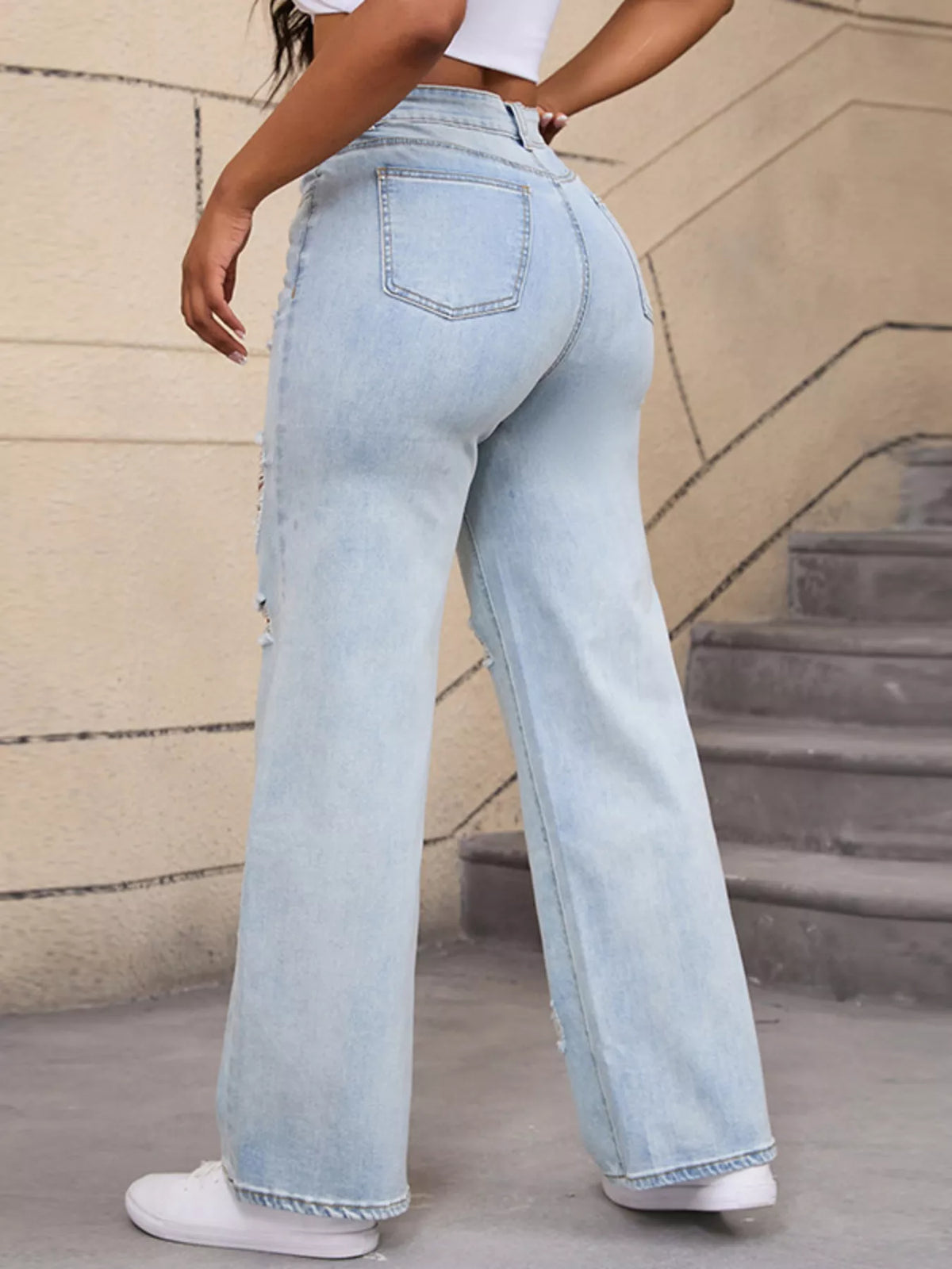 Vida jeans med slitningar och fickor – bild 7