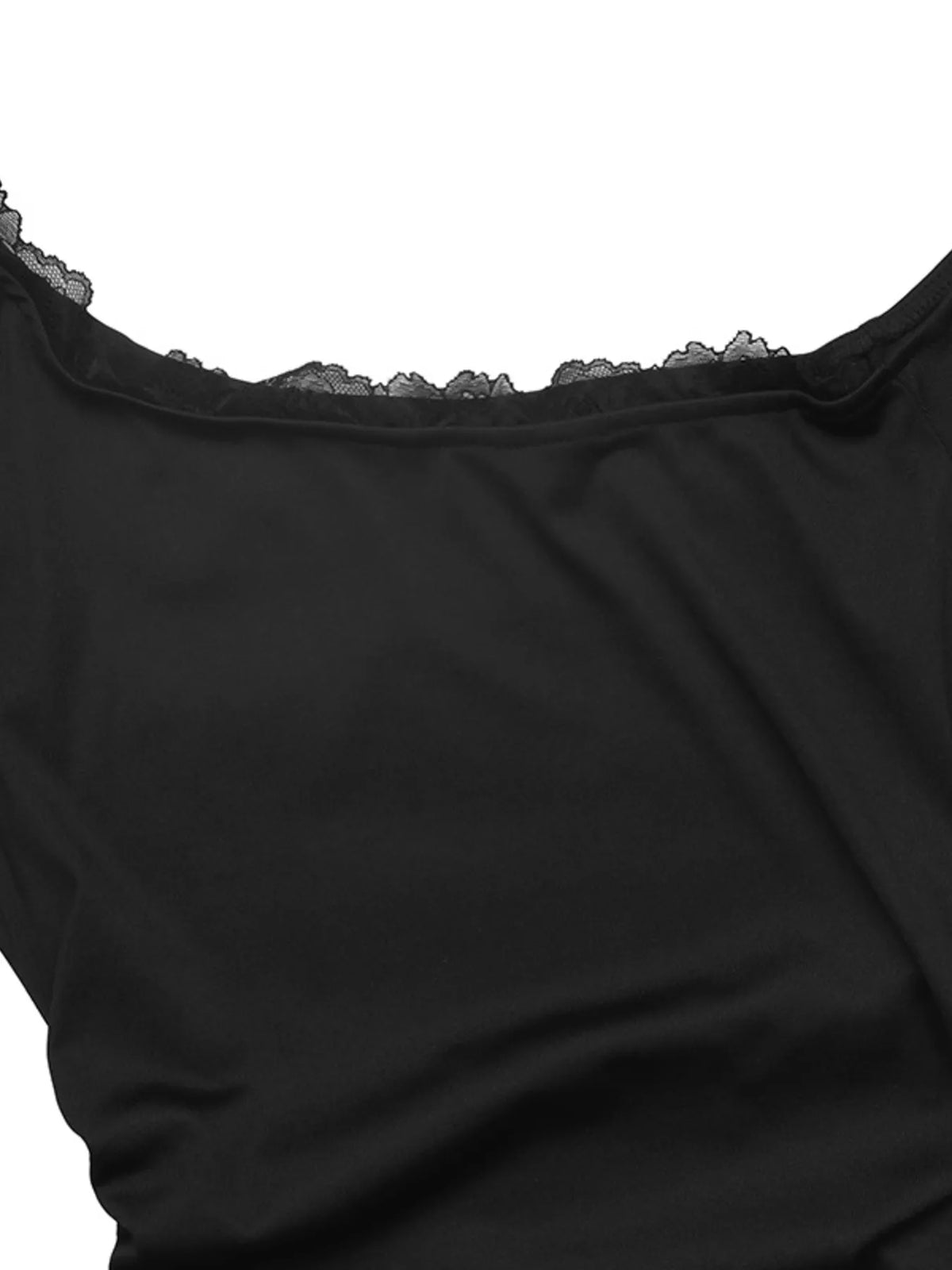Slimmad enaxlad t-shirt med spetskant – bild 8
