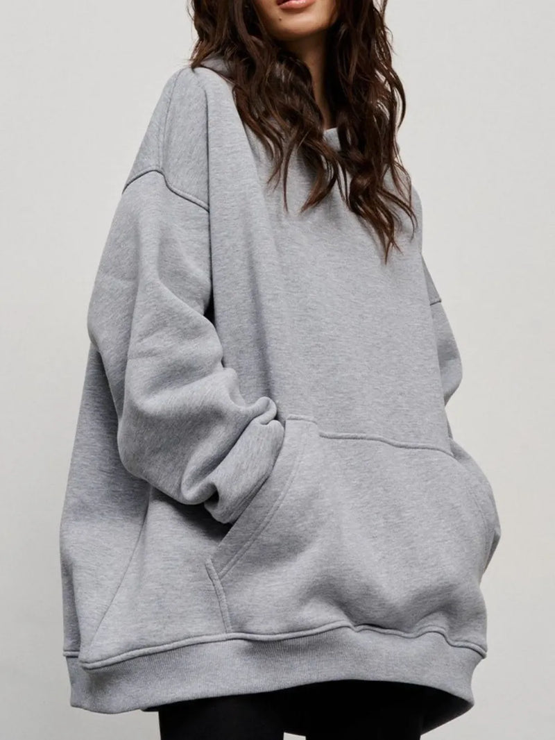 Långärmad hoodie med sänkt axel