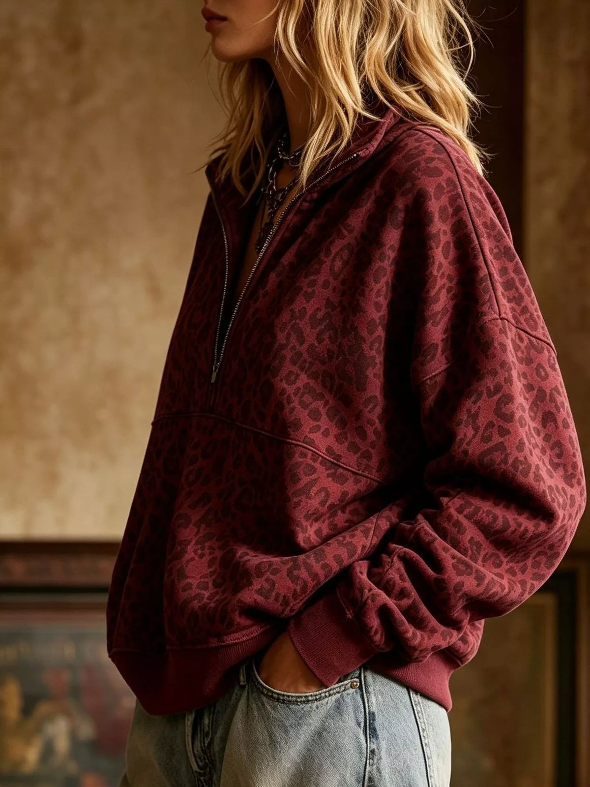 Leopardmönstrad sweatshirt – bild 5