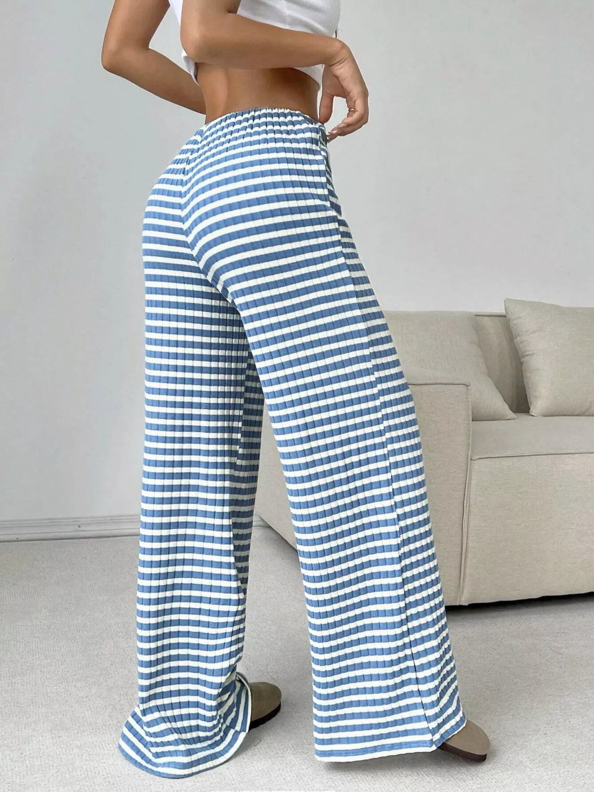 Randiga ribbade byxor – bild 16
