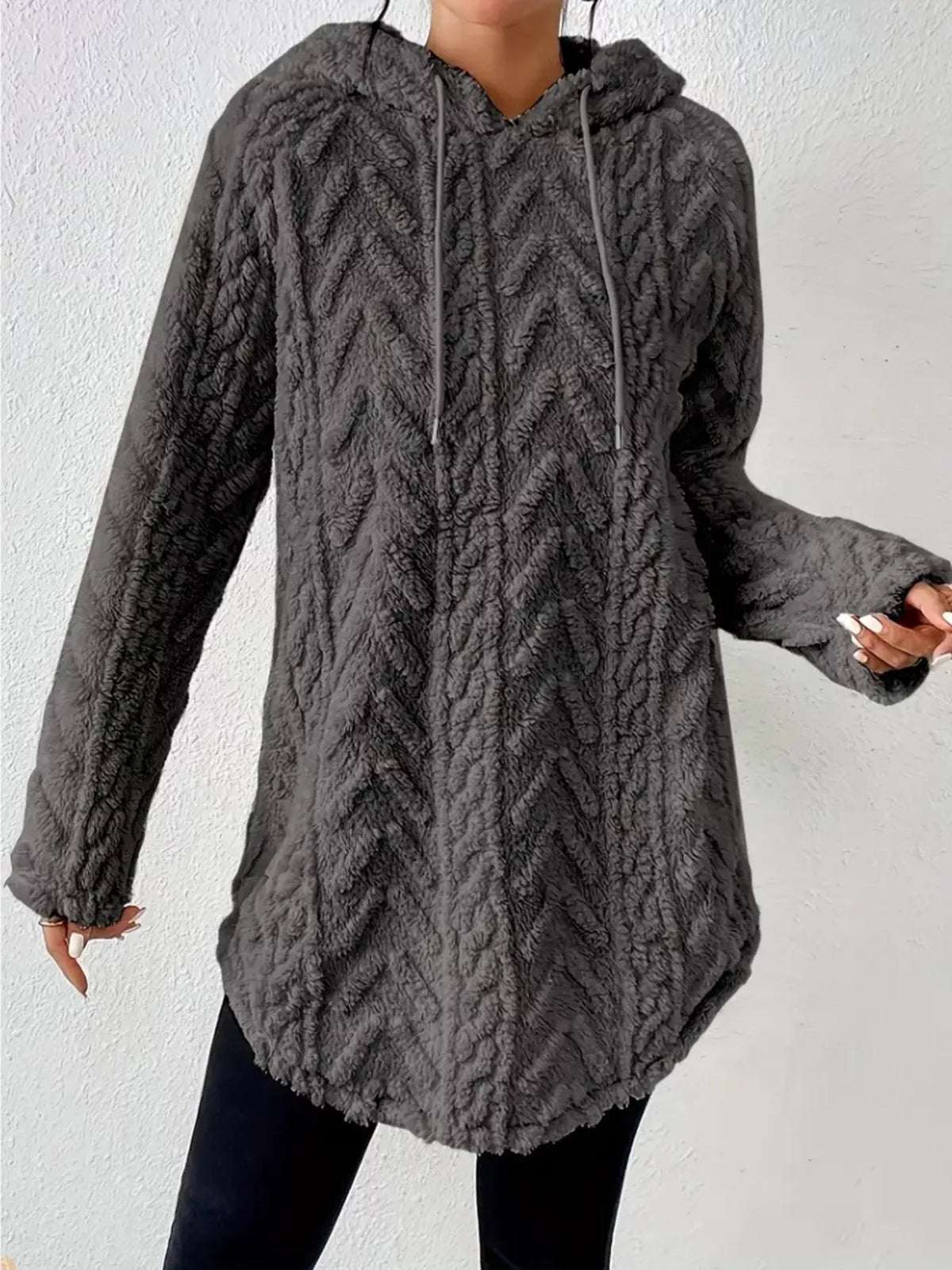 Strukturerad hoodie i fleece – bild 16