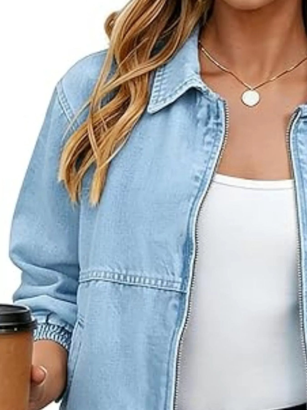 Jacka i denim med dragkedja – bild 6