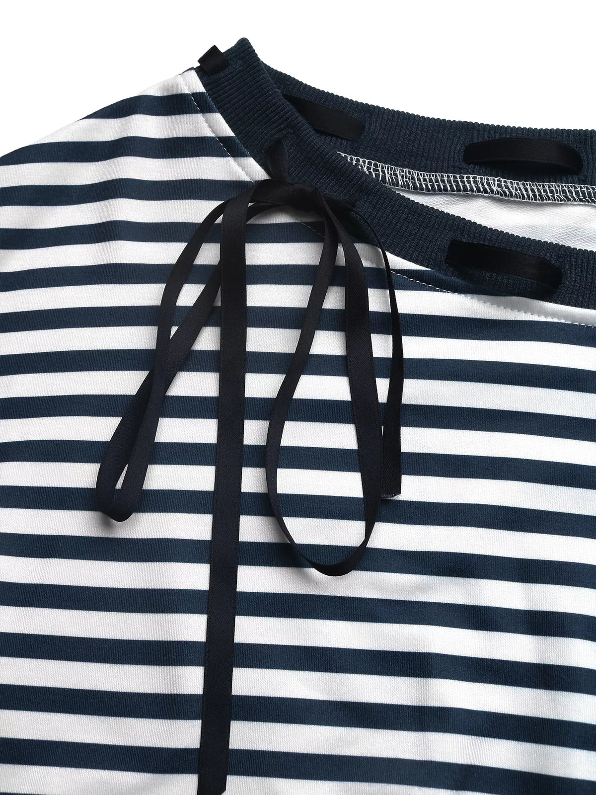 Randig ribbad sweatshirt med knytdetalj – bild 8