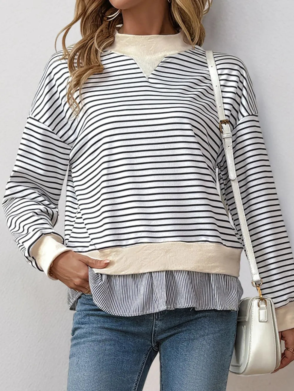 Randig skiktad sweatshirt – bild 4