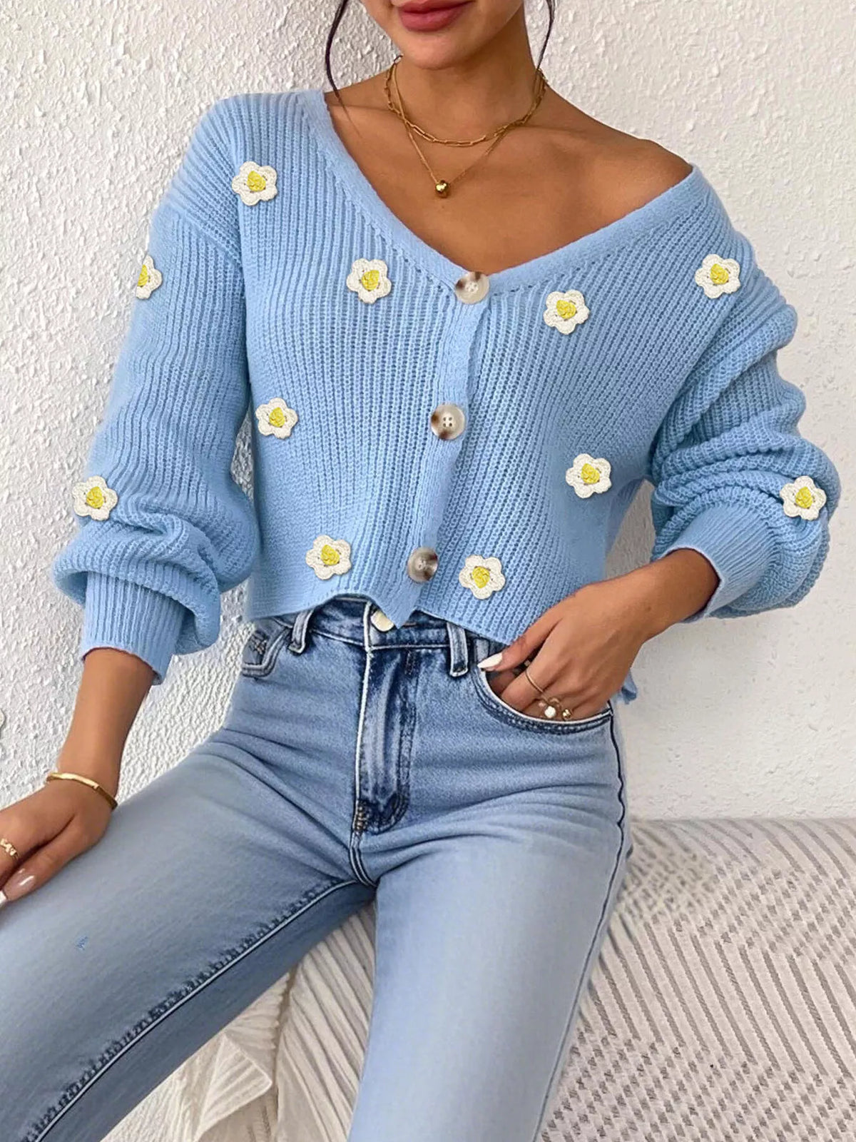 Blommig cardigan – bild 10