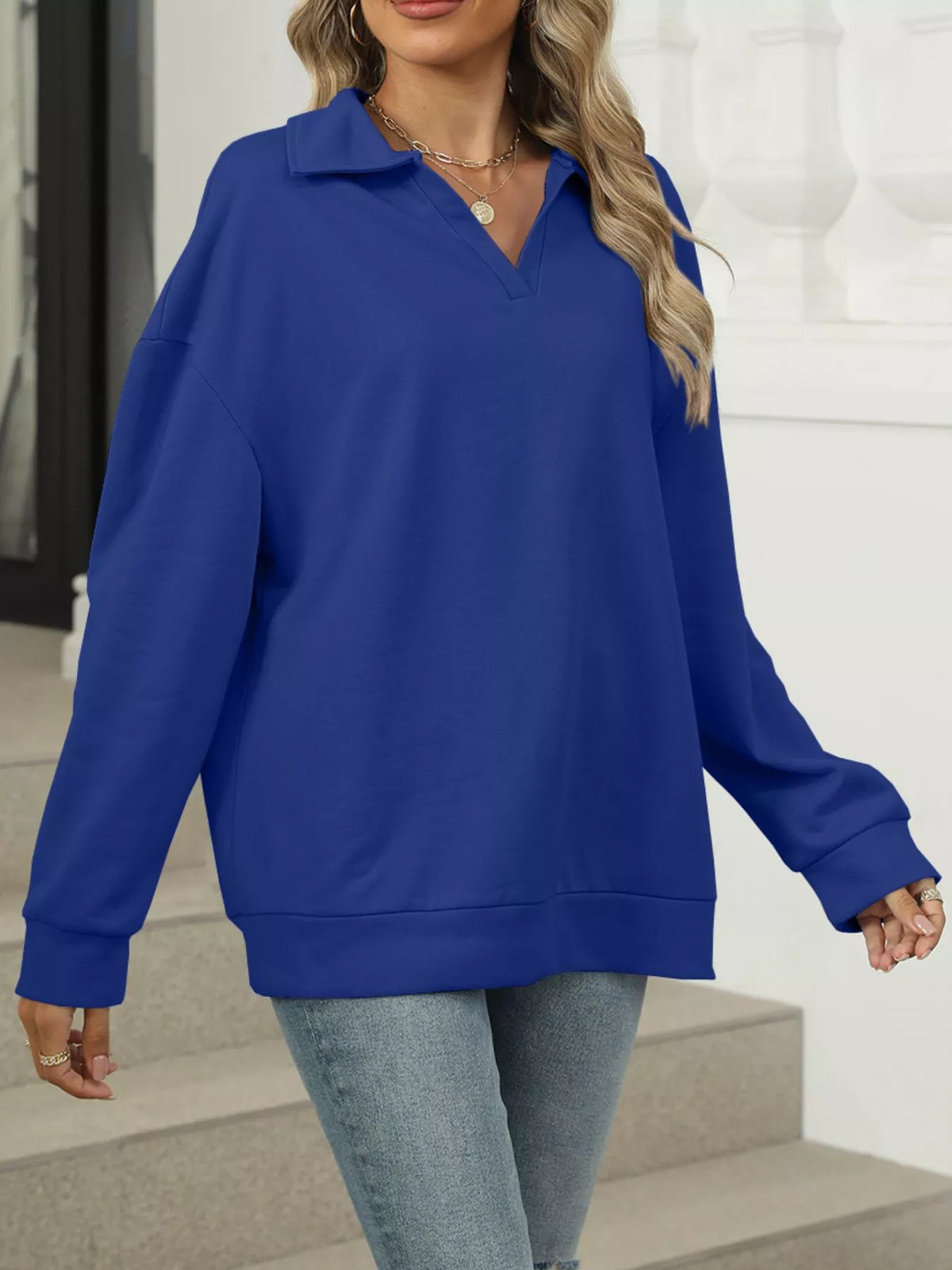 Oversize sweatshirt med johnny-krage – bild 24