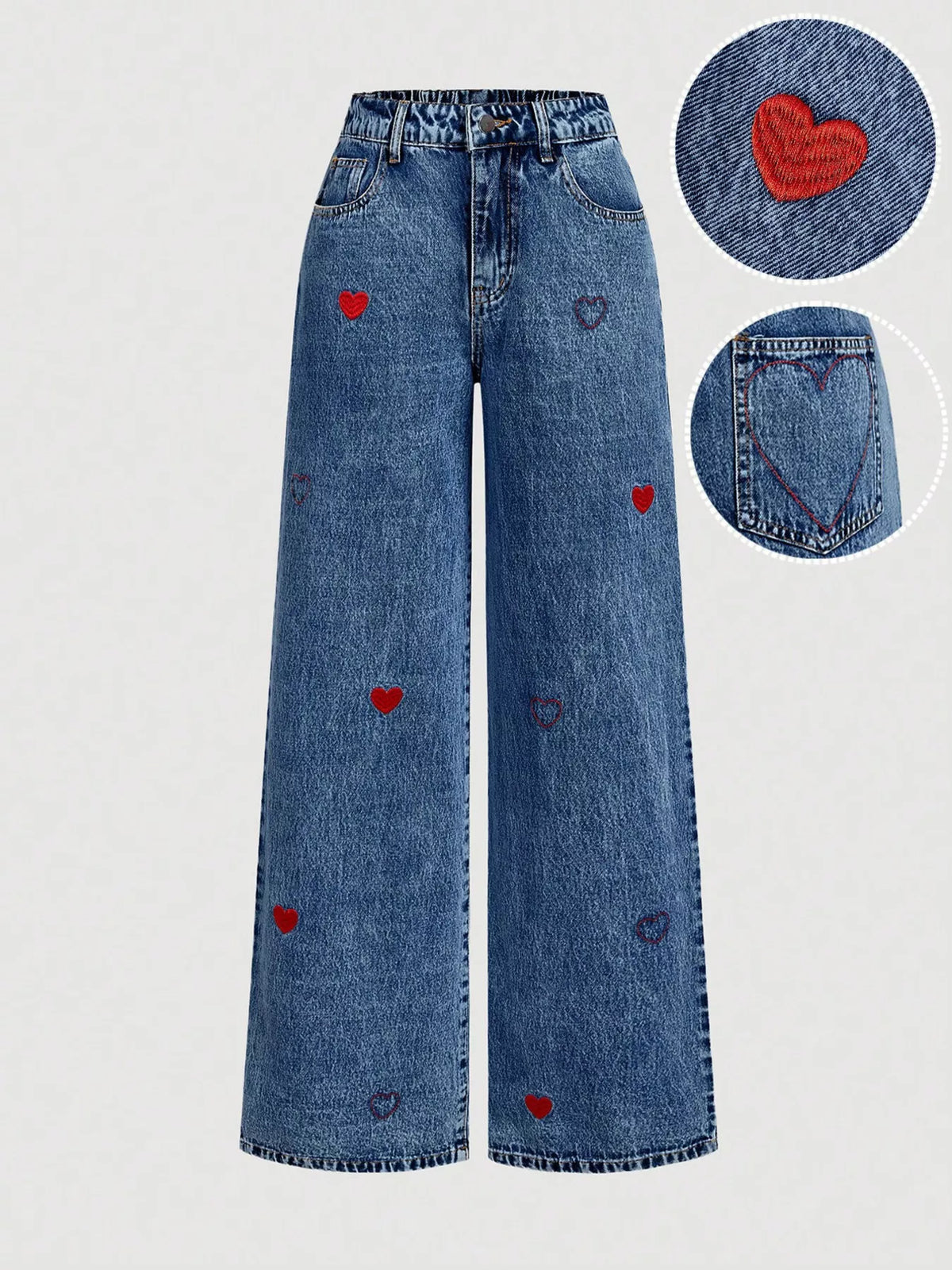 Vida broderade jeans med hjärtmotiv – bild 5