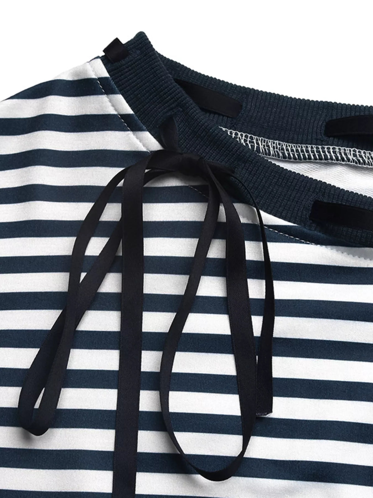Randig ribbad sweatshirt med knytdetalj – bild 5