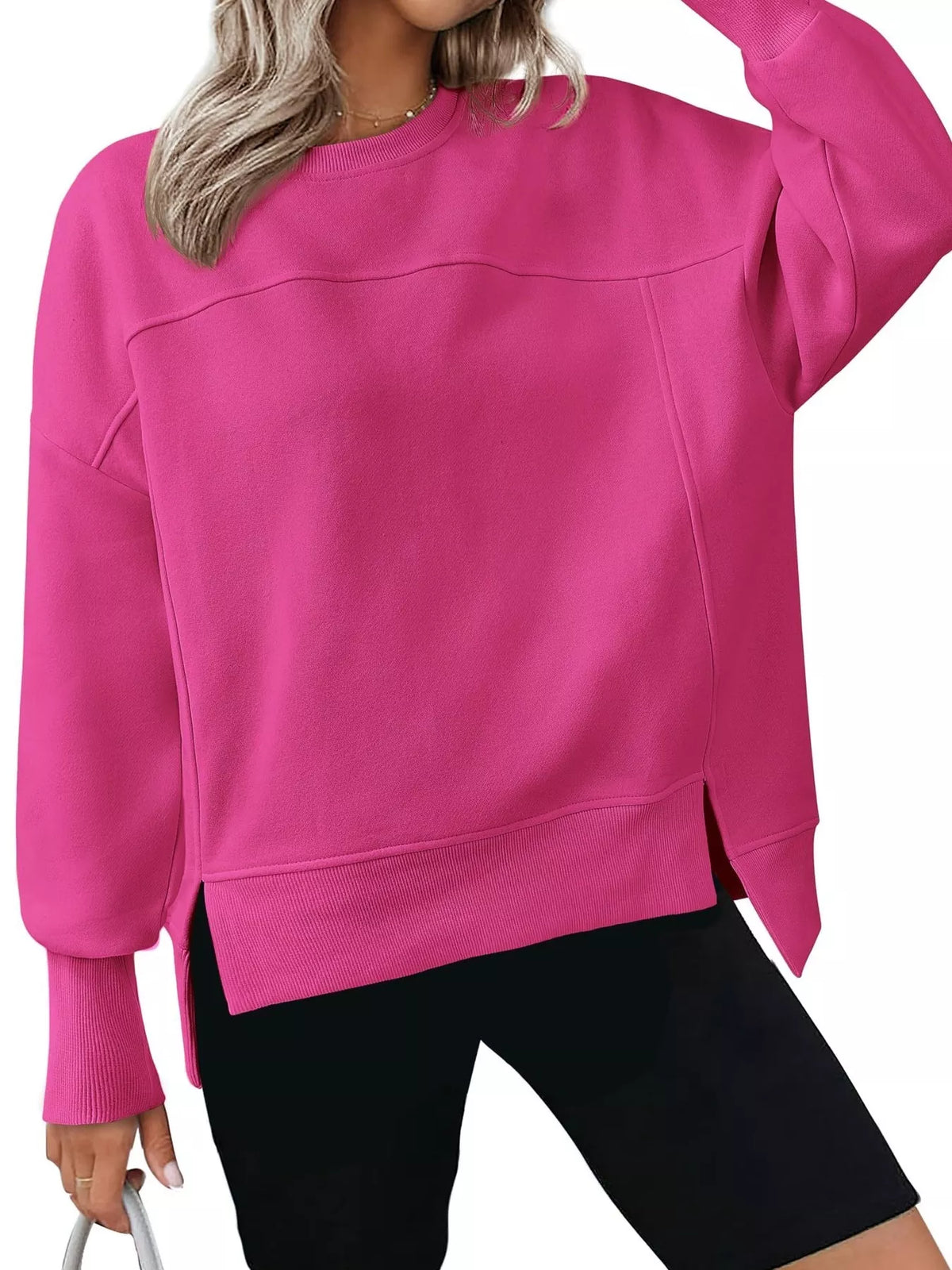 Oversize sweatshirt med rund halsringning – bild 10