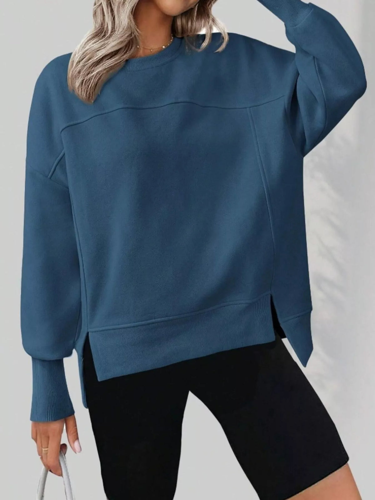 Oversize sweatshirt med rund halsringning – bild 6
