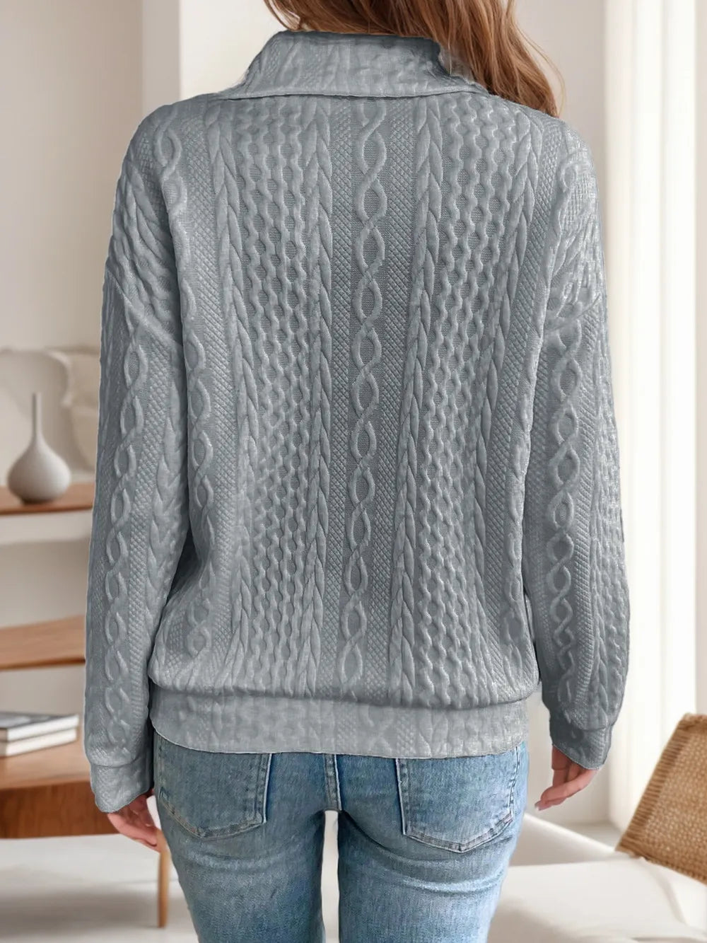 Långärmad sweatshirt med krage – bild 8