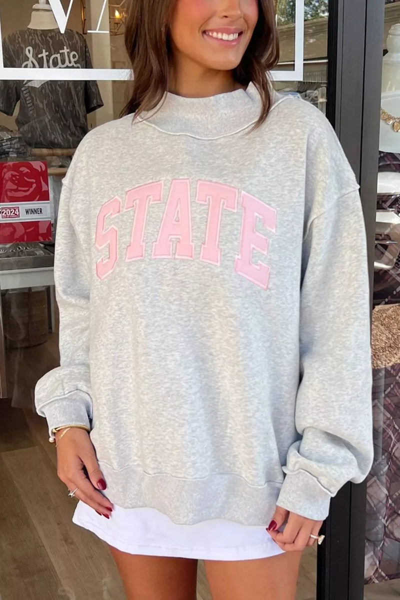 Ledigt sittande oversize sweatshirt med hög halsringning