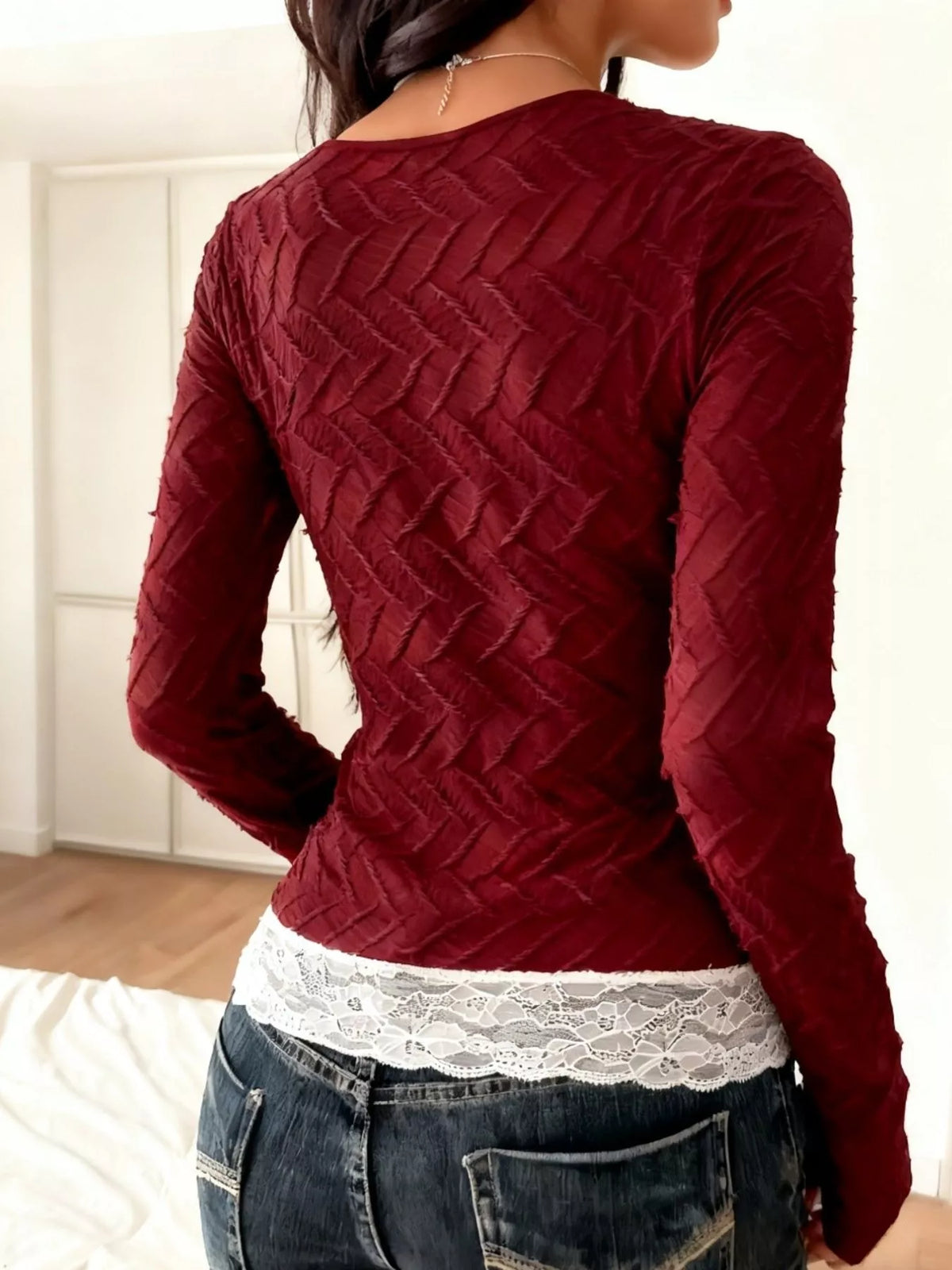 Strukturerad t-shirt med fyrkantig halsringning – bild 13