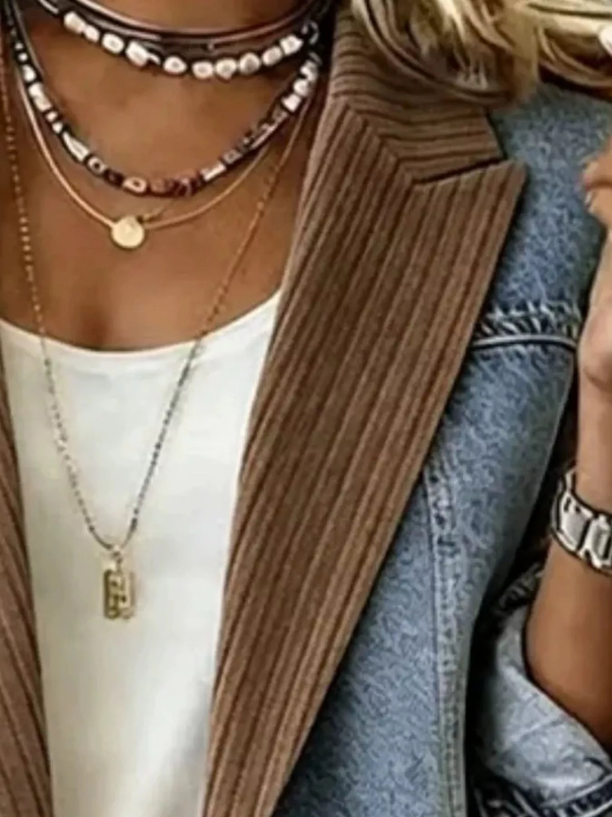 Ribbad blazer i patchwork – bild 6