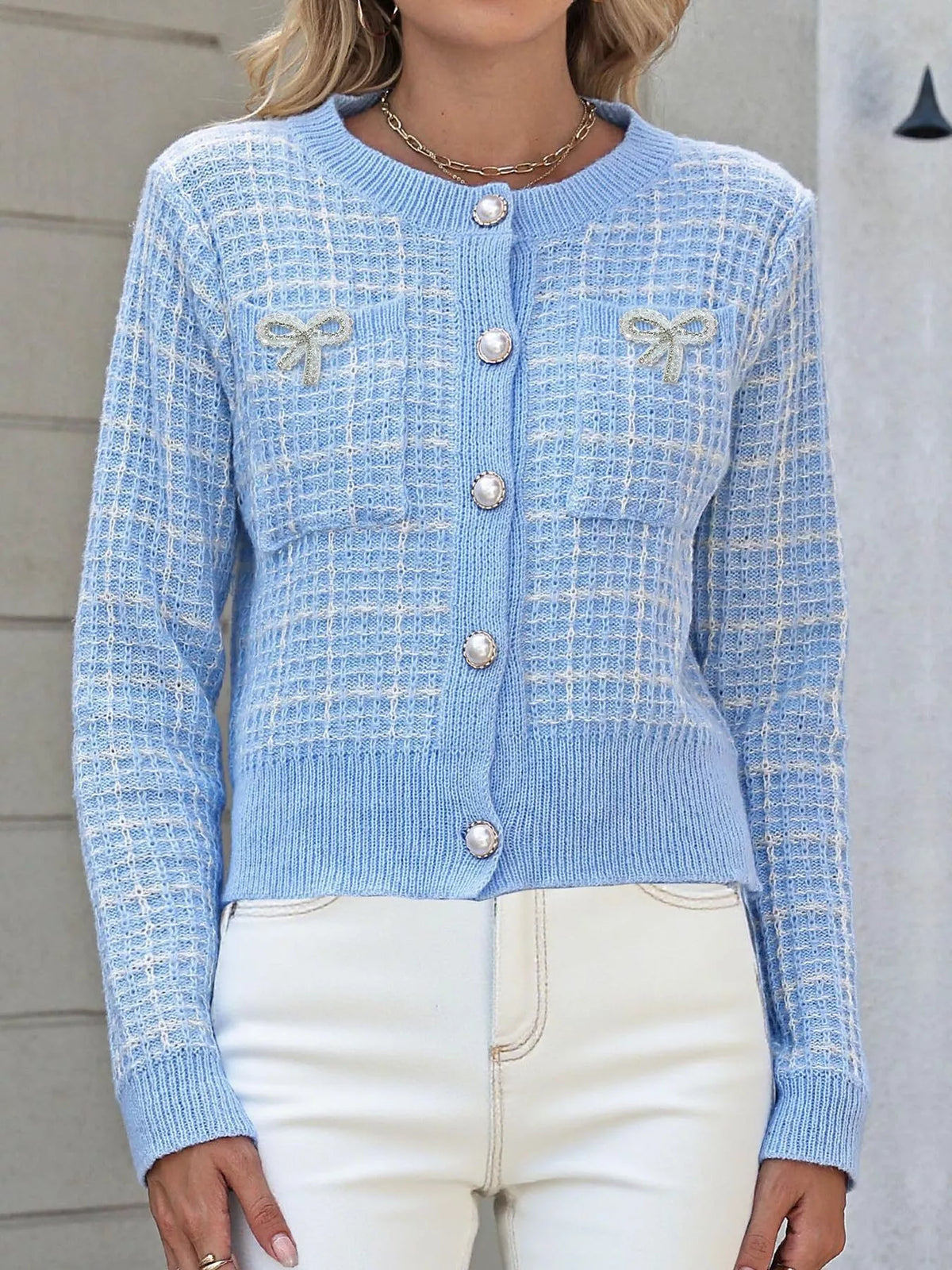 Cardigan i tweed med knappstängning – bild 9