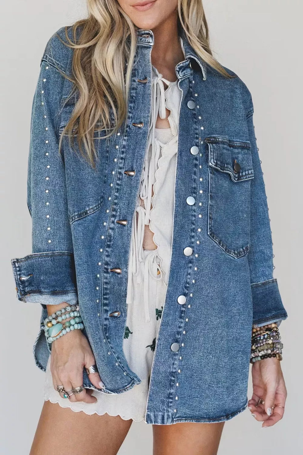 Långärmad jacka i denim