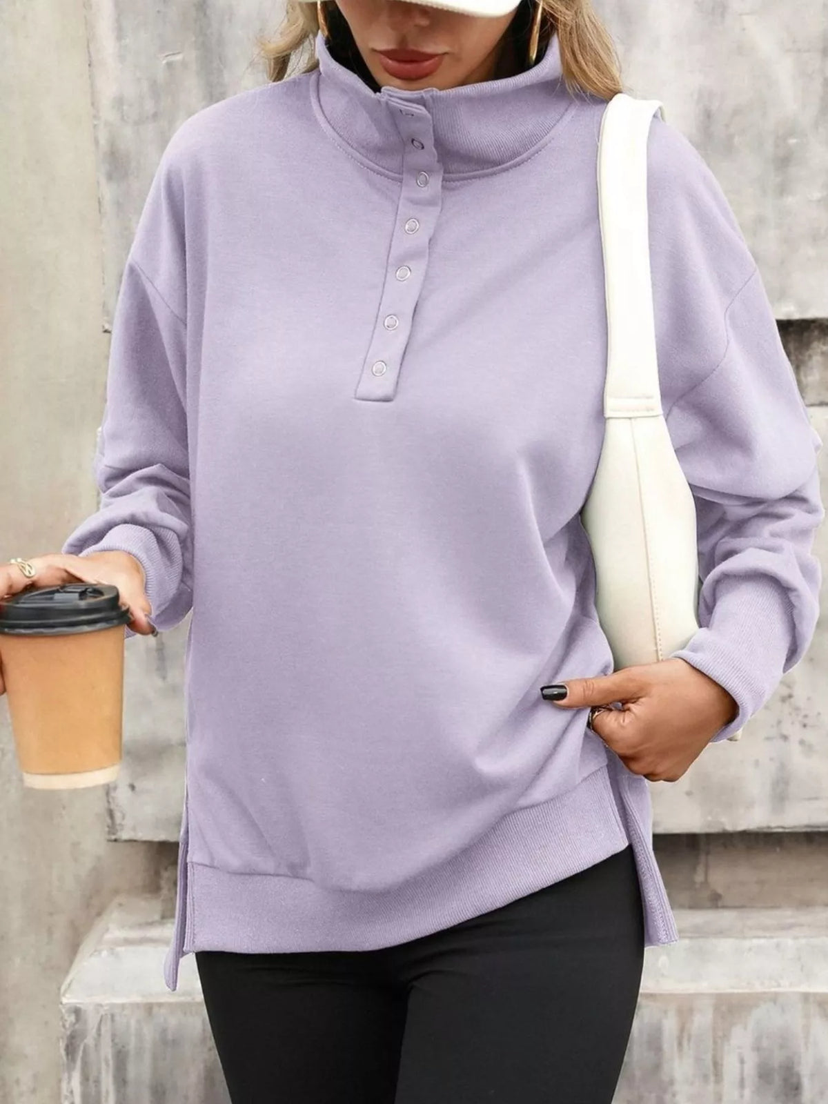 Sweatshirt med tryckknappar och knappstängning – bild 13