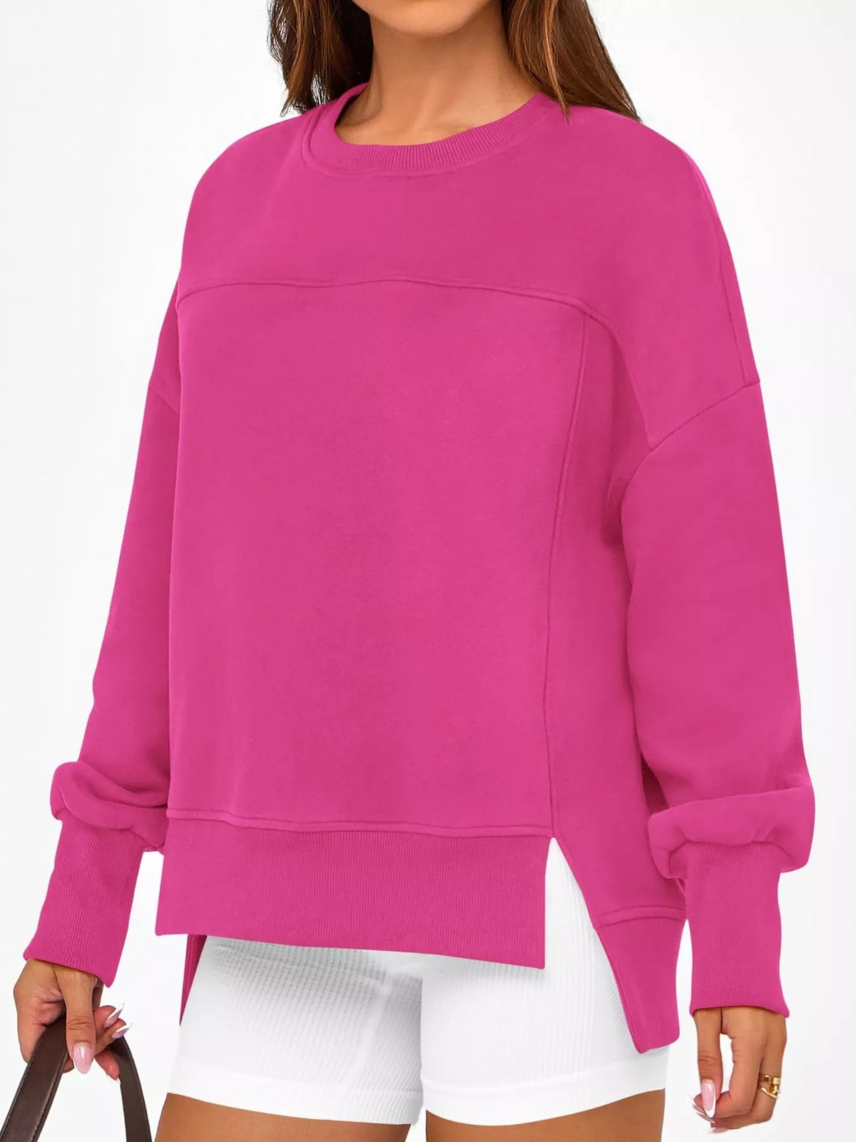 Oversize sweatshirt med rund halsringning – bild 13