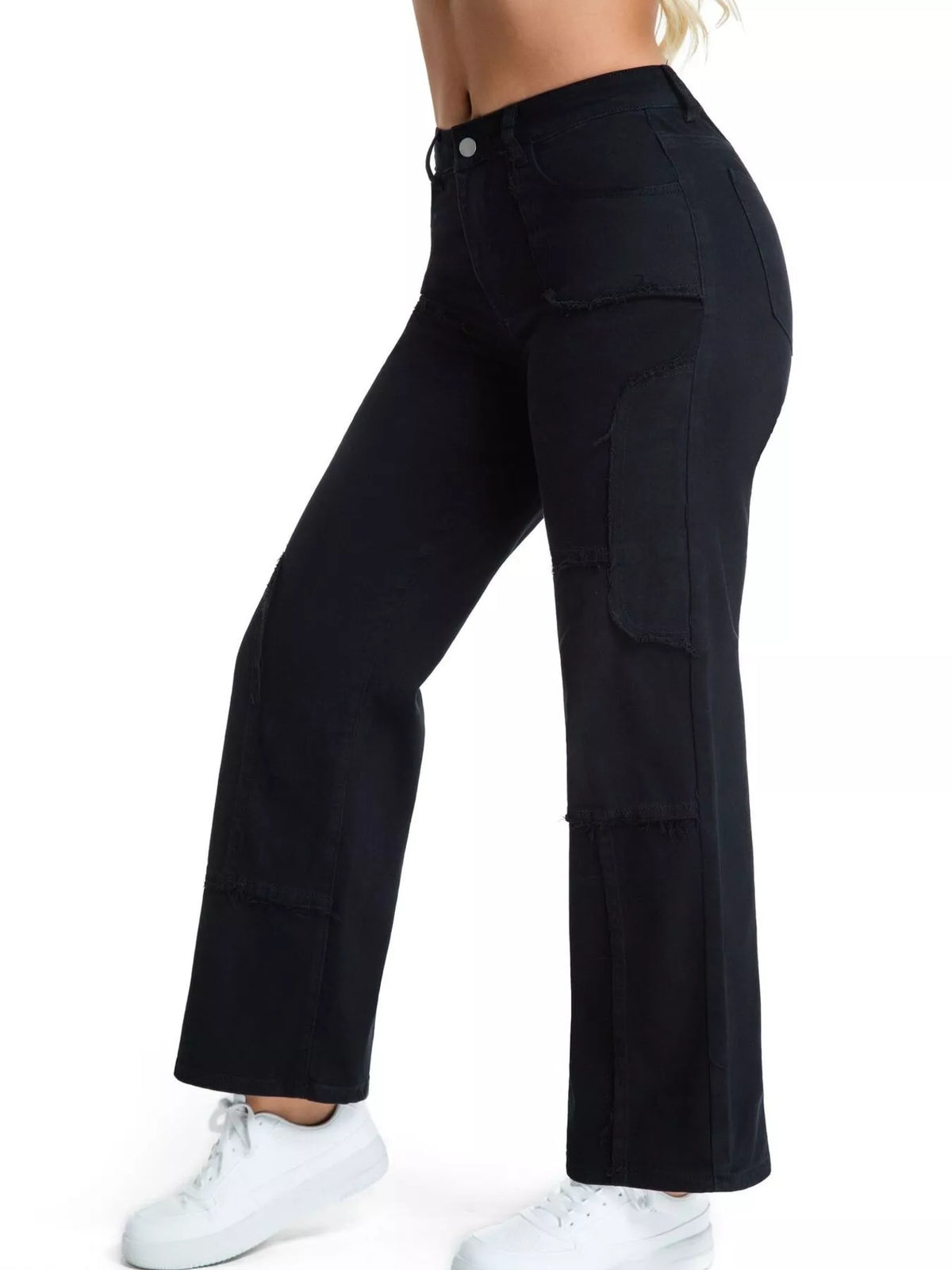 Raka jeans med fransad kant – bild 9