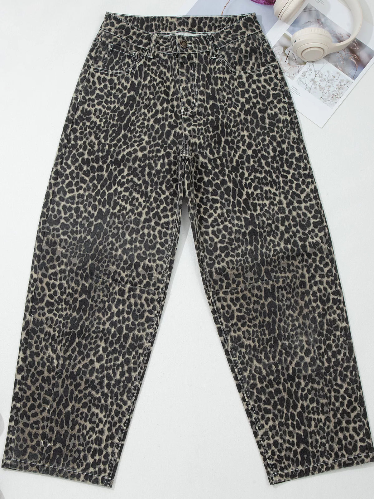 Leopardmönstrade jeans – bild 3