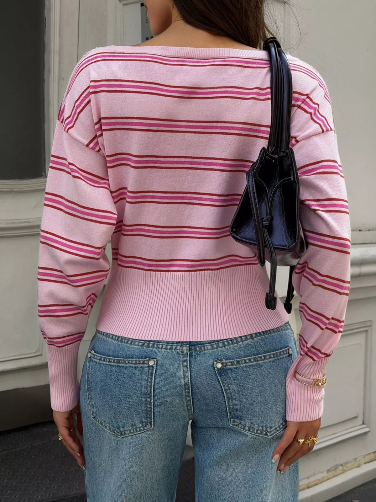 Randig offshoulder topp – bild 5