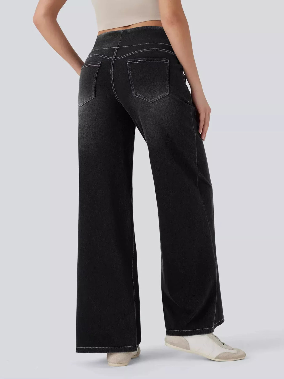 Jeans med pull on-modell och hög midja – bild 3