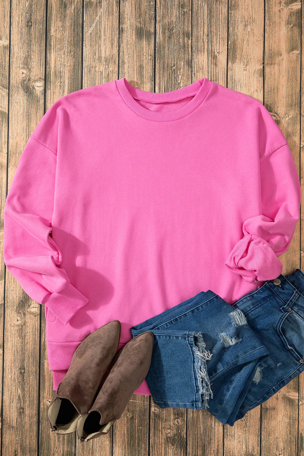 Långärmad sweatshirt med rund halsringning och asymmetrisk nederkant – bild 15
