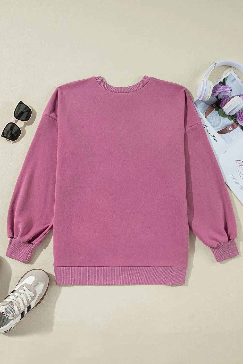 Långärmad sweatshirt med rund halsringning och asymmetrisk nederkant – bild 20