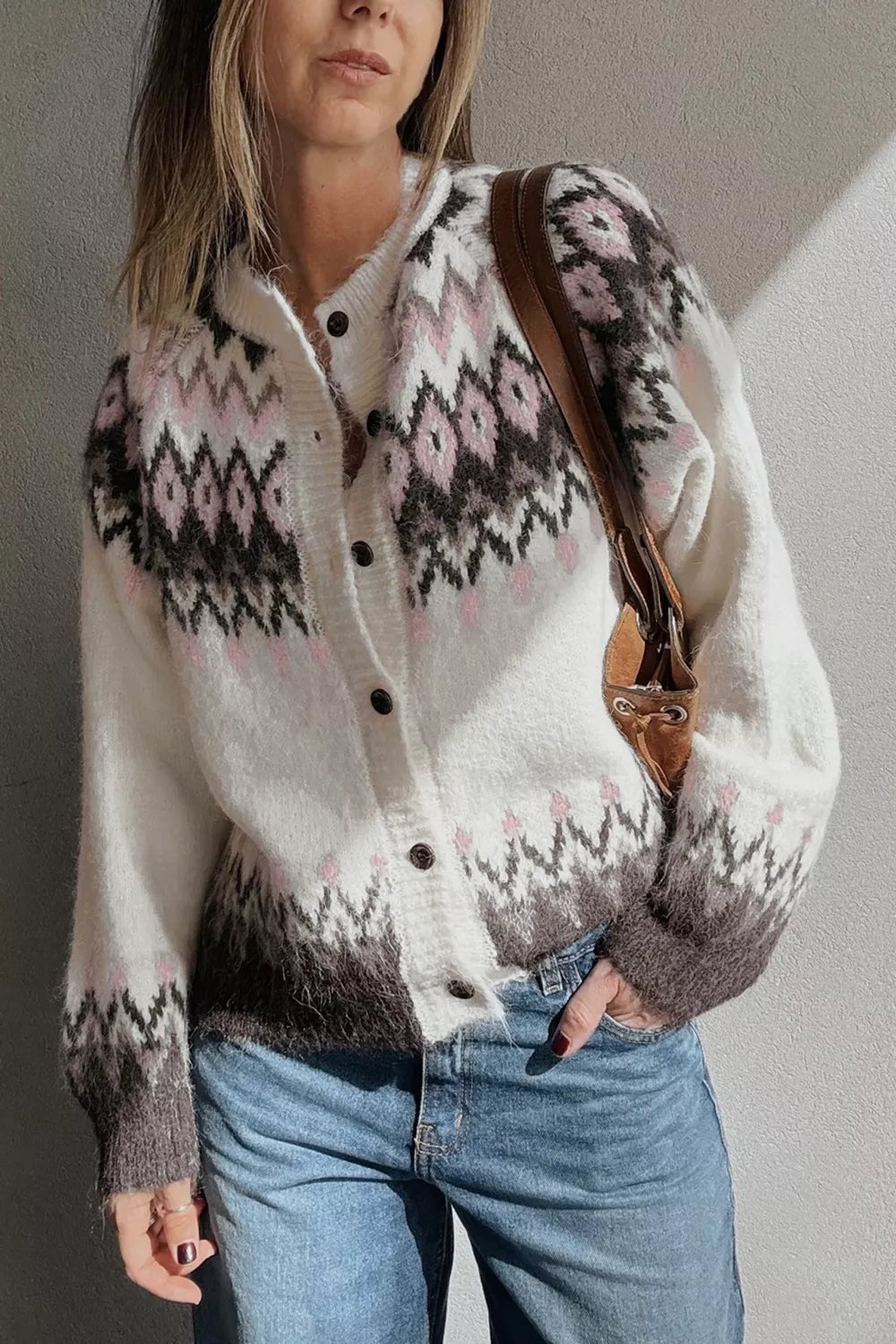 Geometriskt mönstrad cardigan