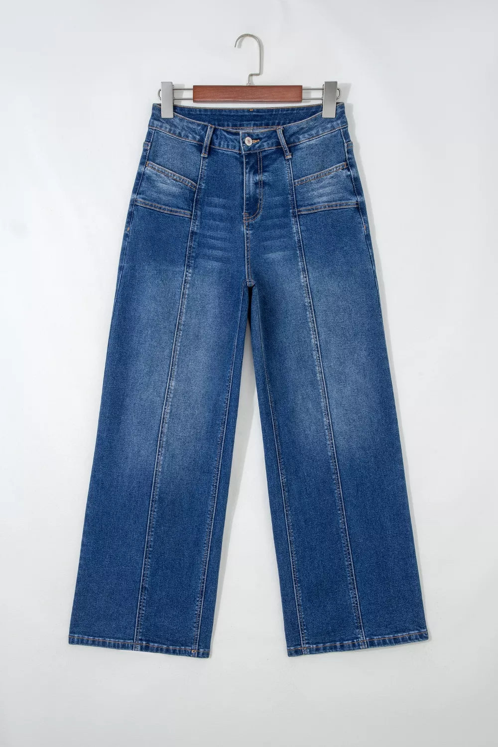 Raka jeans med sömdetalj – bild 4