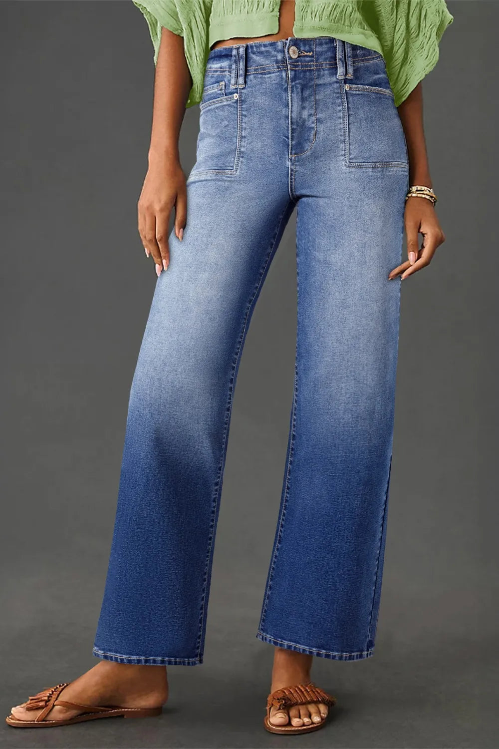 Vida jeans med hög midja och fickor – bild 13