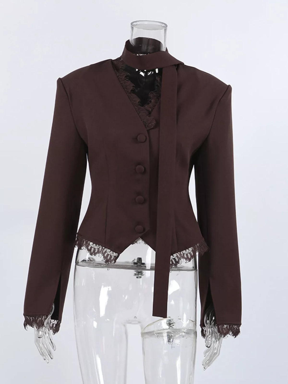 Transparent blazer med knappstängning – bild 9