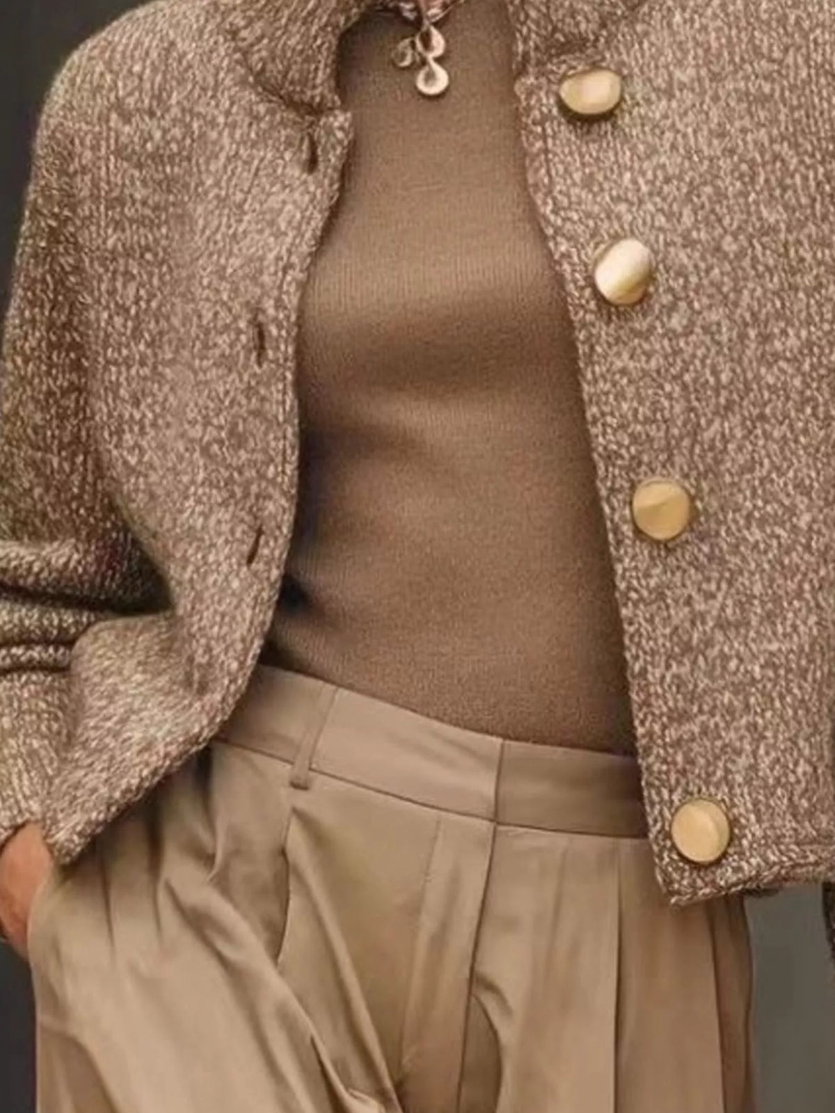 Långärmad cardigan med knappstängning – bild 3
