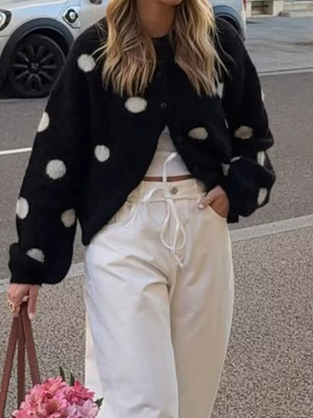 Prickig cardigan med mjuk lugg – bild 4