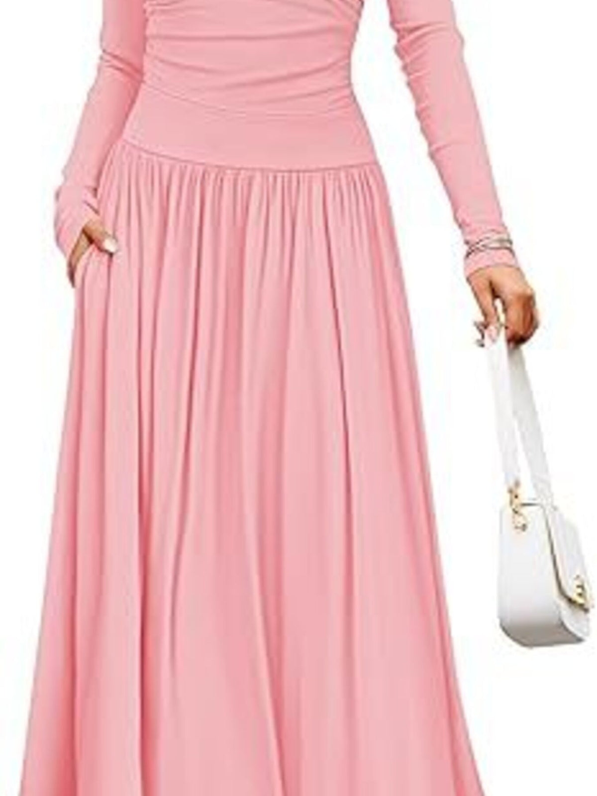 Långärmad maxiklänning med fickor – bild 17
