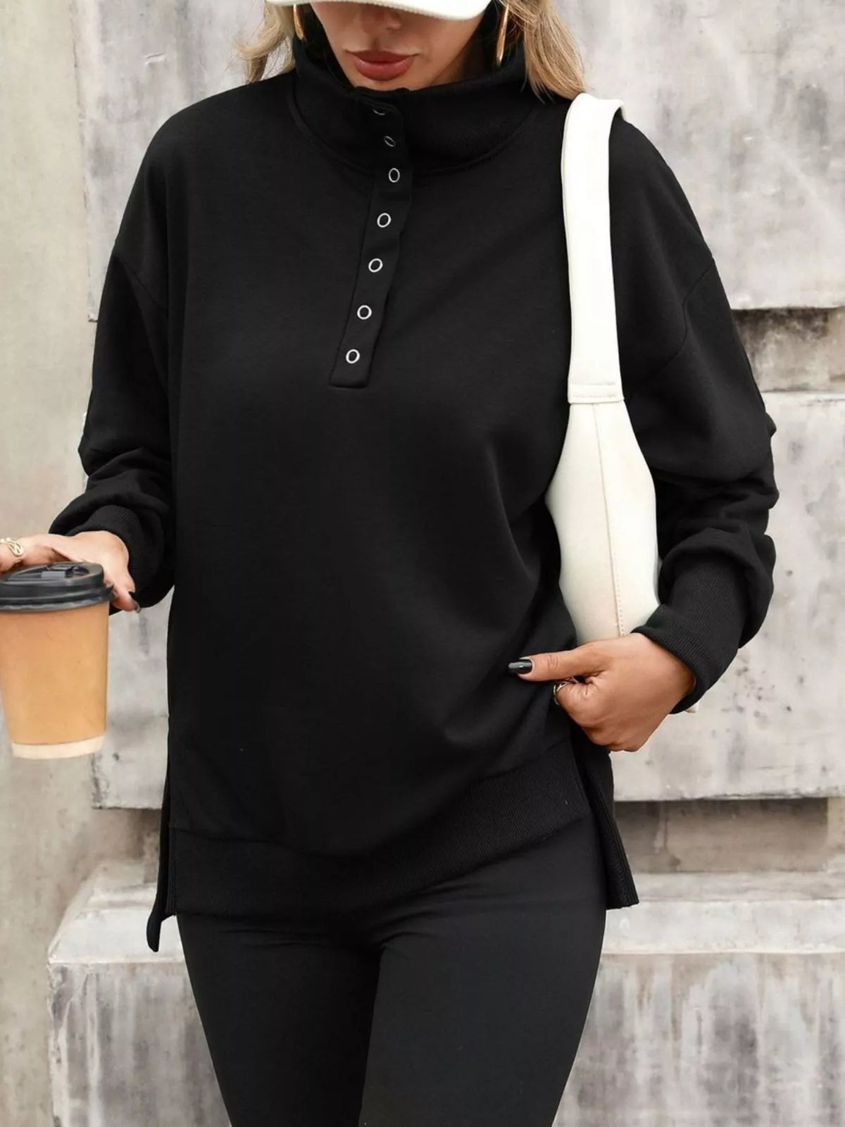 Sweatshirt med tryckknappar och knappstängning – bild 24