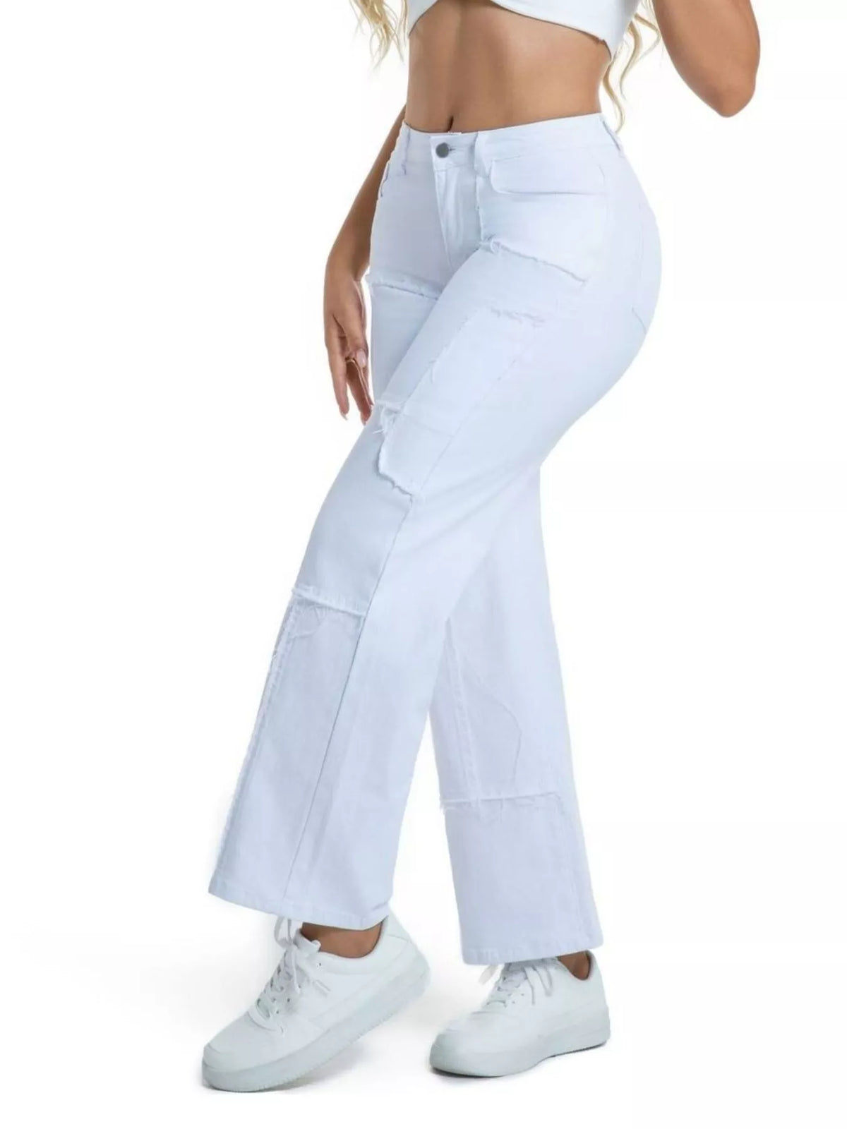 Raka jeans med fransad kant – bild 21
