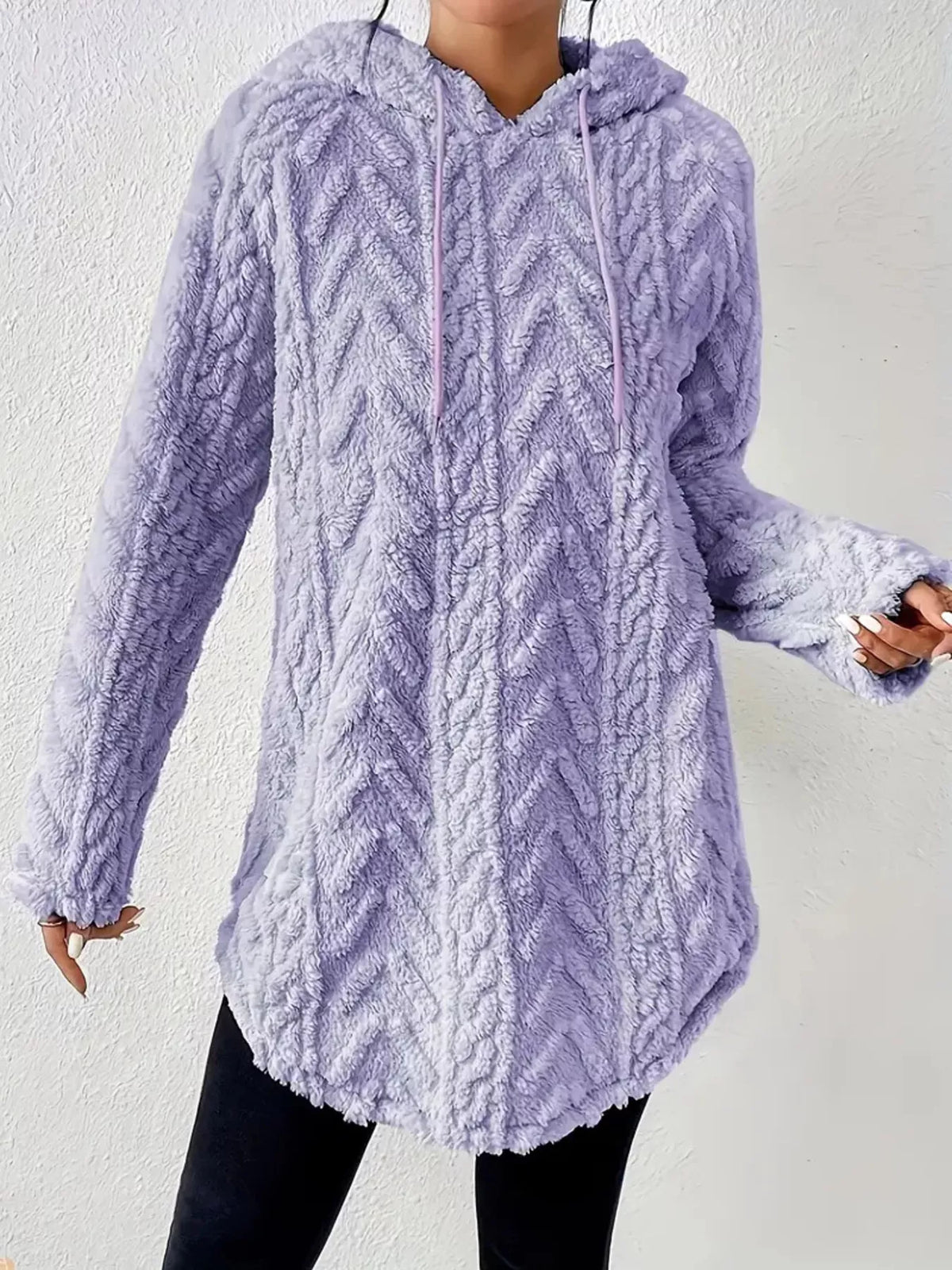 Strukturerad hoodie i fleece – bild 19