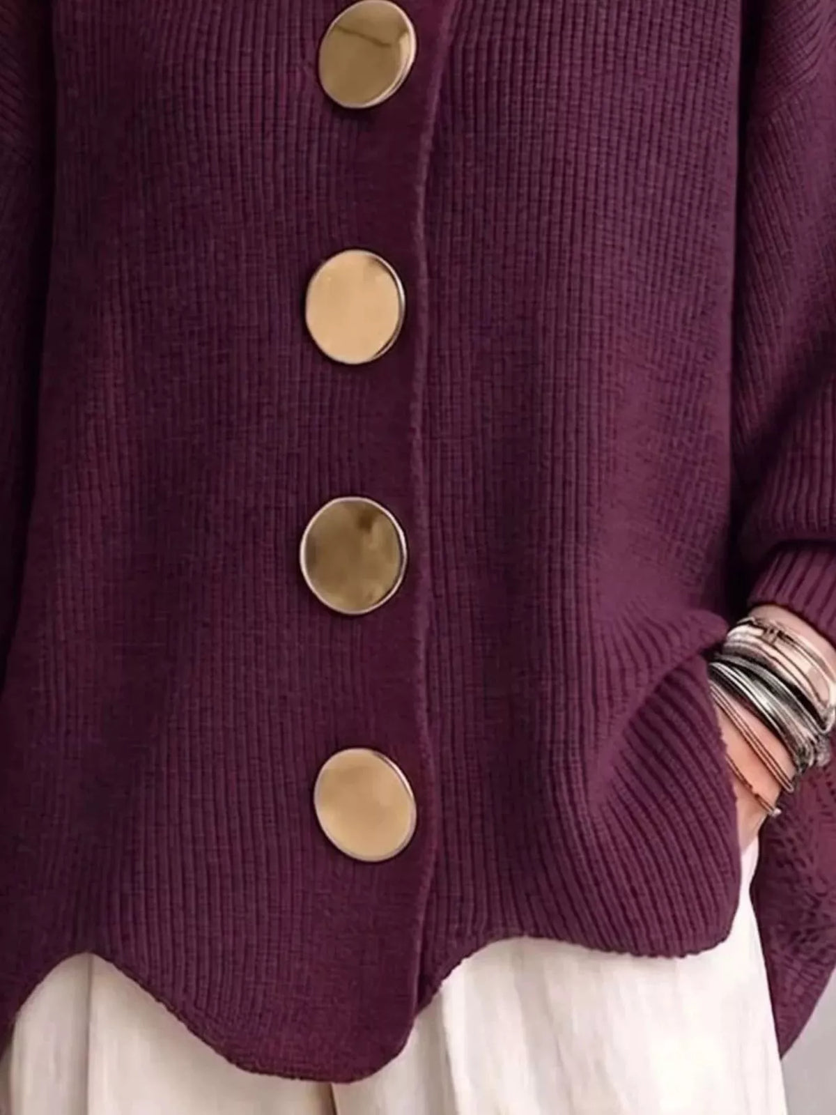 Cardigan med ballongärm och knappstängning – bild 15
