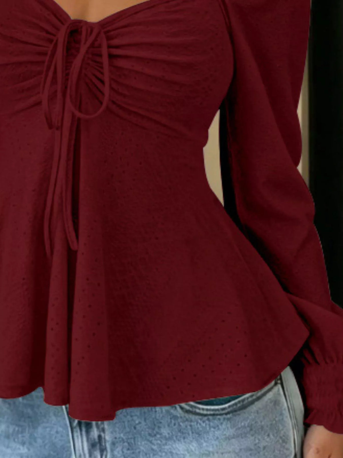 Rynkad topp med peplum – bild 9