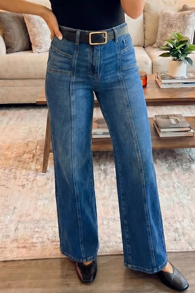 Raka jeans med sömdetalj