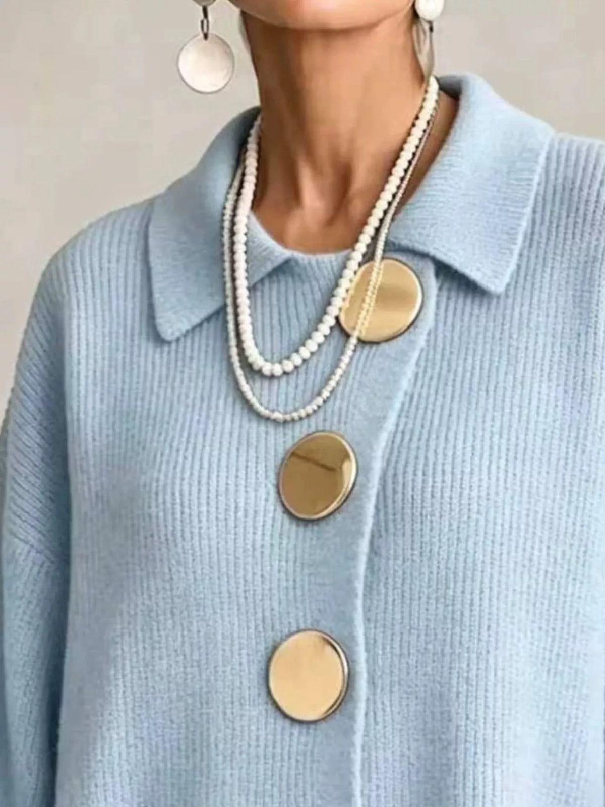 Cardigan med ballongärm och knappstängning – bild 5