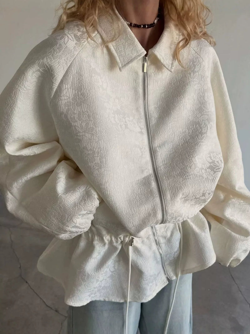 Jacquardvävd jacka med peplum