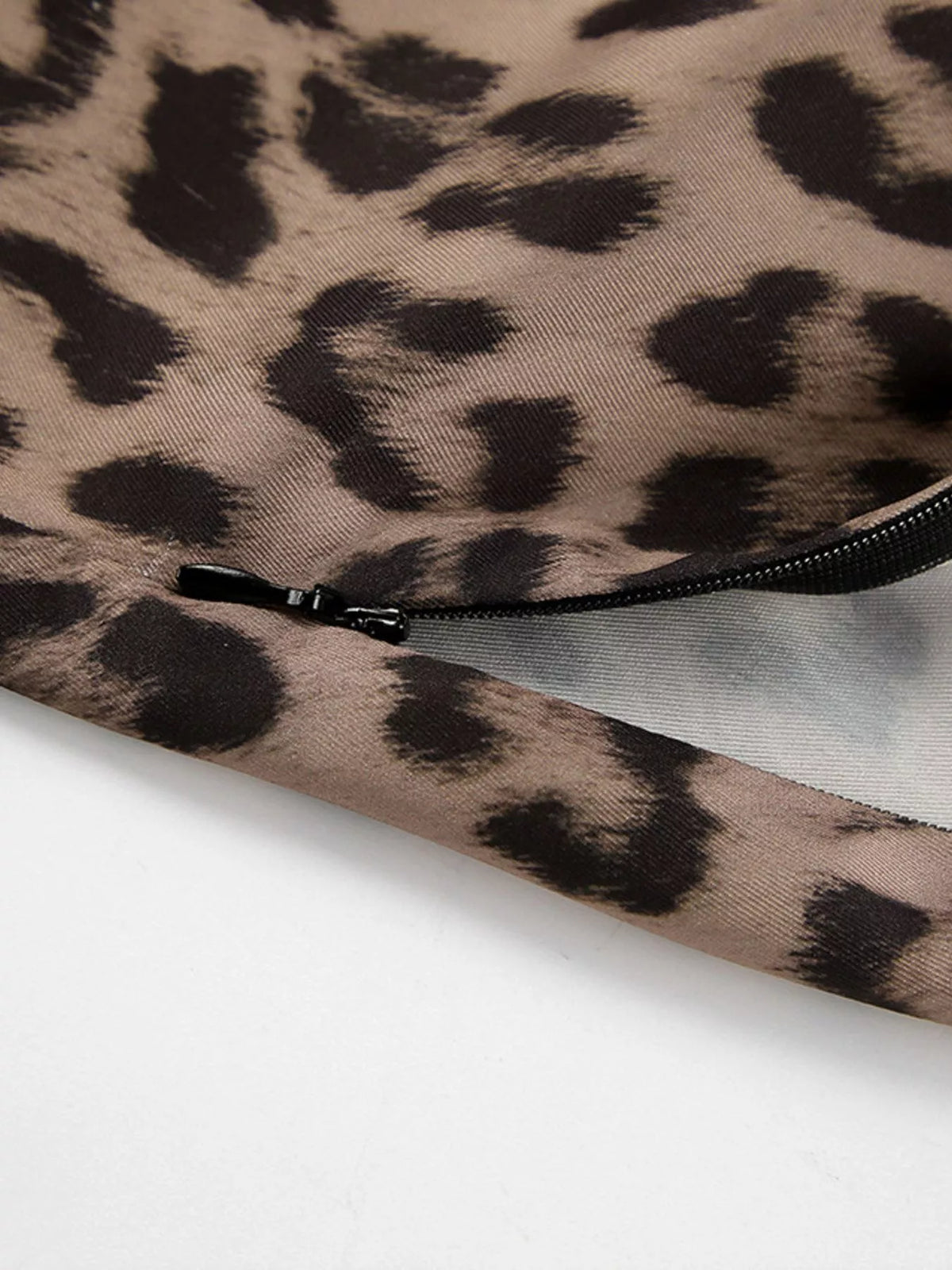 Leopardmönstrad maxikjol med dragkedja – bild 7