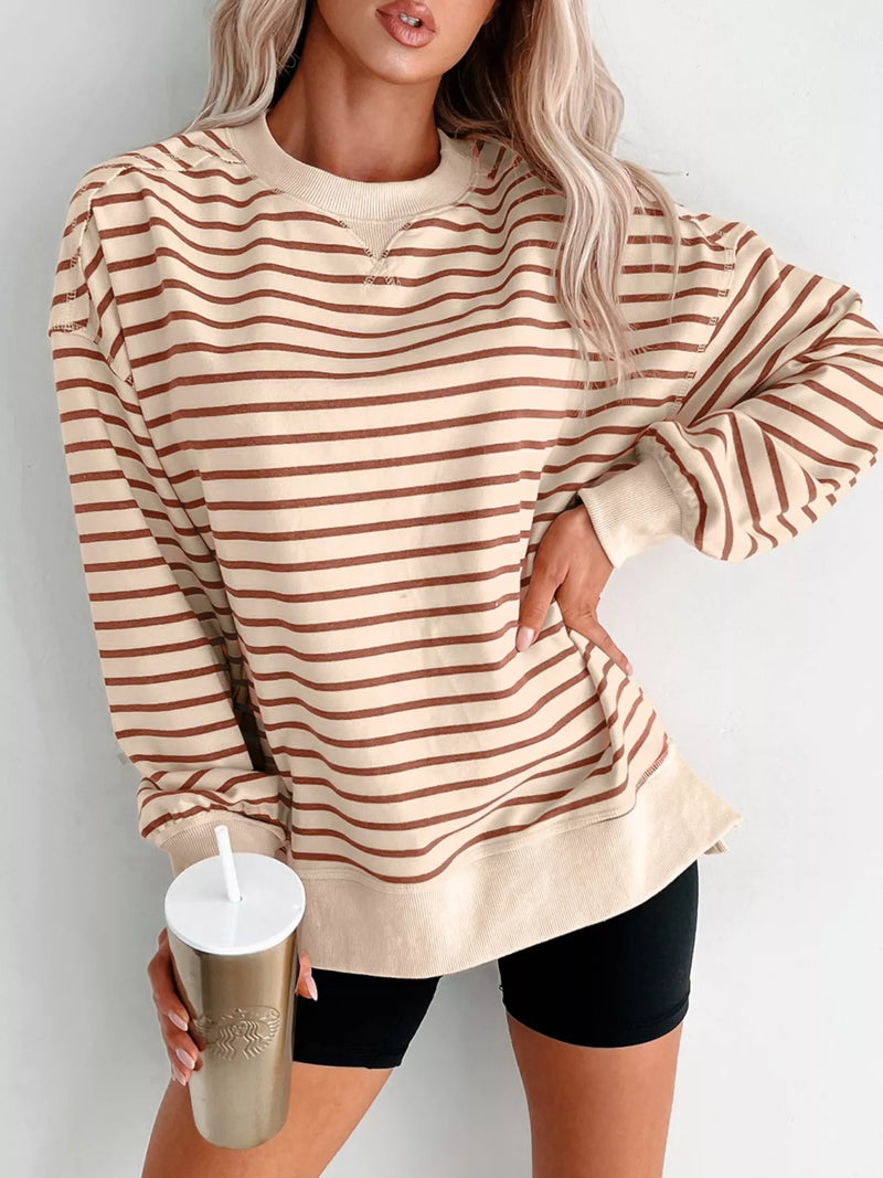 Randig sweatshirt med rund halsringning