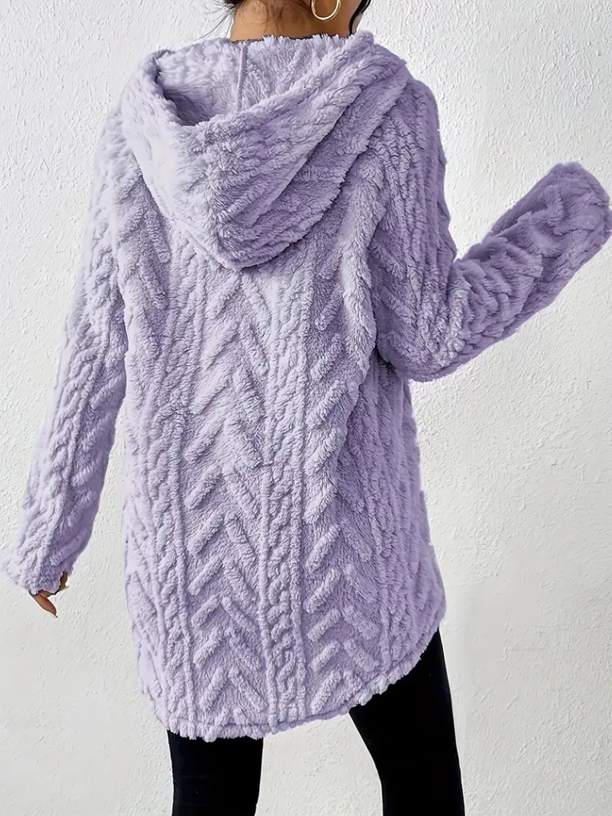 Strukturerad hoodie i fleece – bild 21