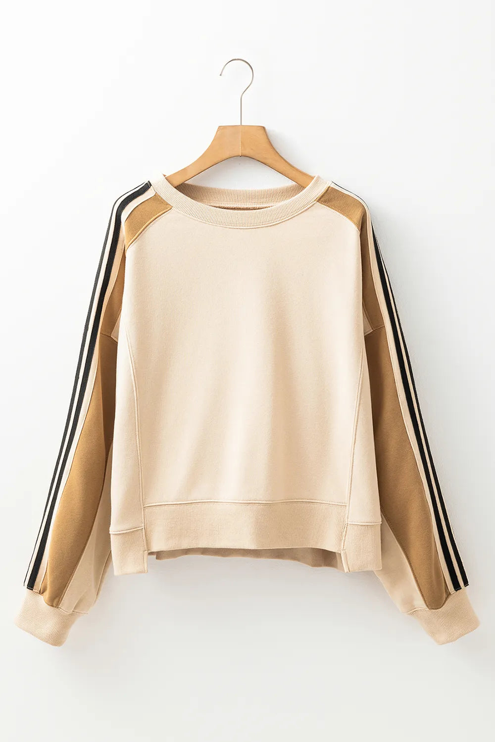 Långärmad sweatshirt med rund halsringning och kontrastsöm – bild 7